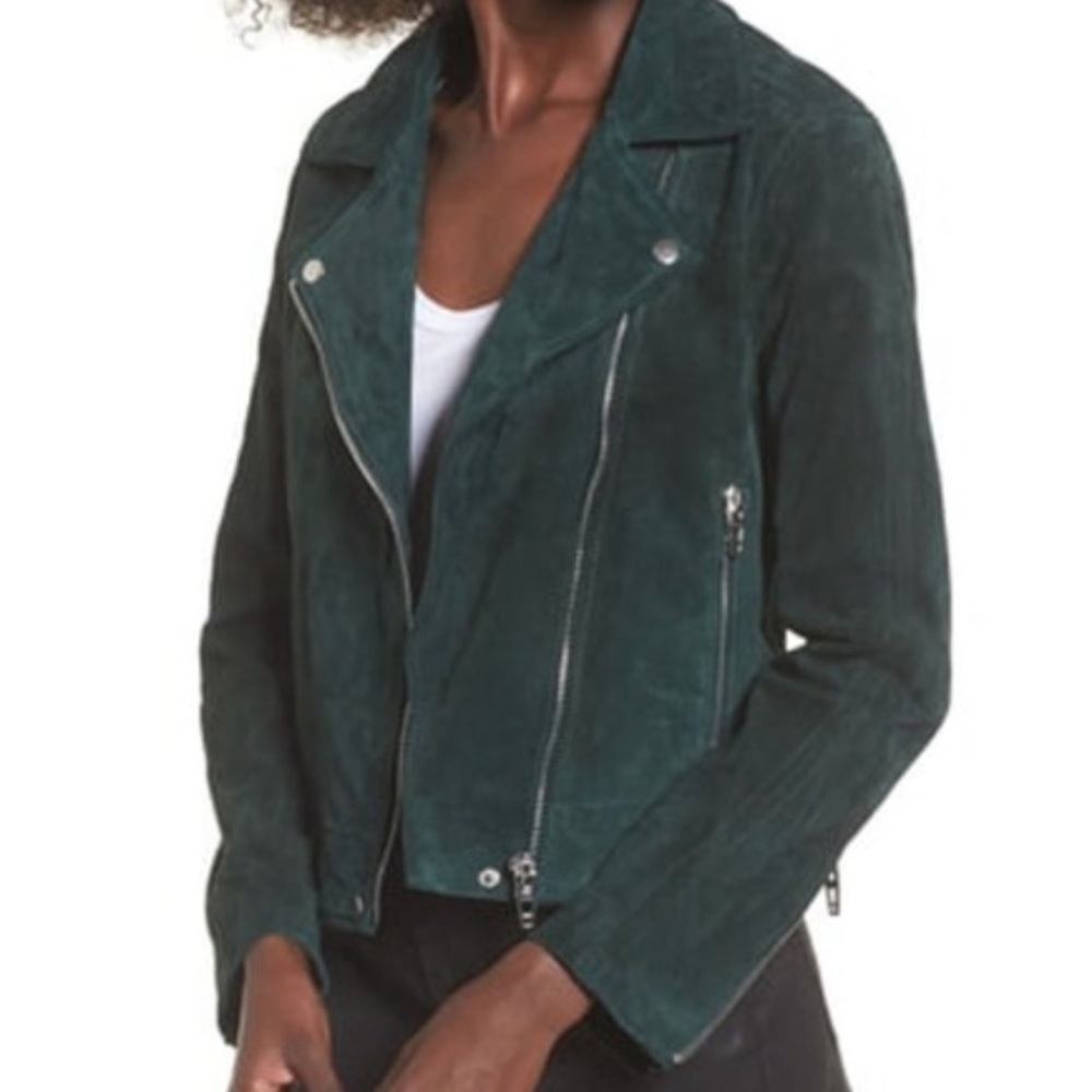 Blank NYC Dark Green Suede Moto Jacket Size XS